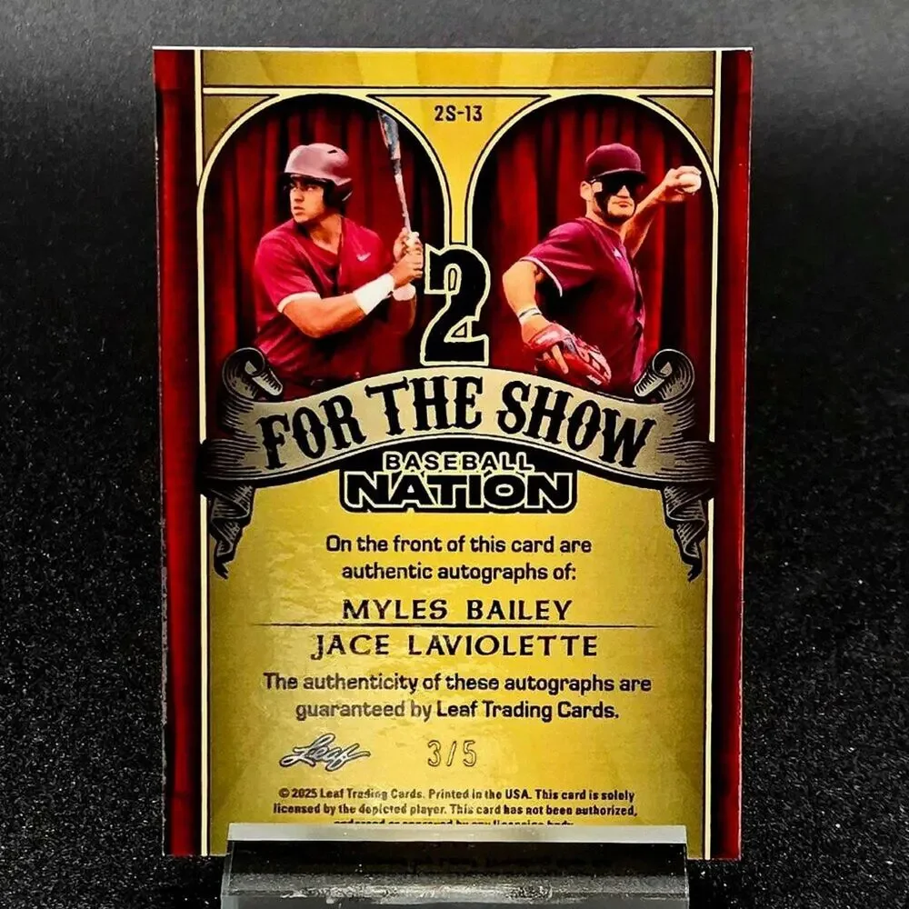 2025 3/5 Jace Laviolette & Myles Bailey 2 For the Show Duo Autos Top Prospects - Picture 3 of 3